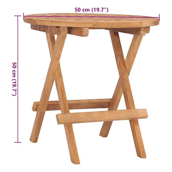 vidaXL 3 Piece Folding Outdoor Dining Set with Cushion Solid Teak Wood