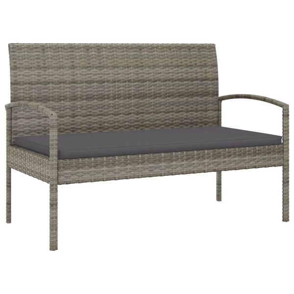 vidaXL Garden Bench with Cushion Grey 105 cm Poly Rattan