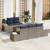 vidaXL Garden Sofa Set with Cushion 6 pcs Grey Poly Rattan