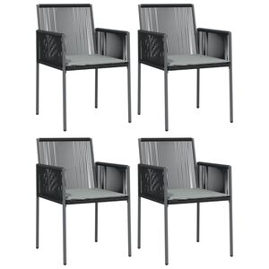 vidaXL Garden Chairs with Cushions 4 pcs Black 54x60.5x83.5 cm Poly Rattan
