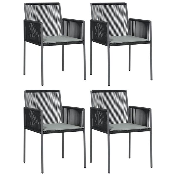 vidaXL Garden Chairs with Cushions 4 pcs Black 54x60.5x83.5 cm Poly Rattan