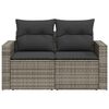 vidaXL Garden Sofa with Cushions 2-Seater Grey Poly Rattan