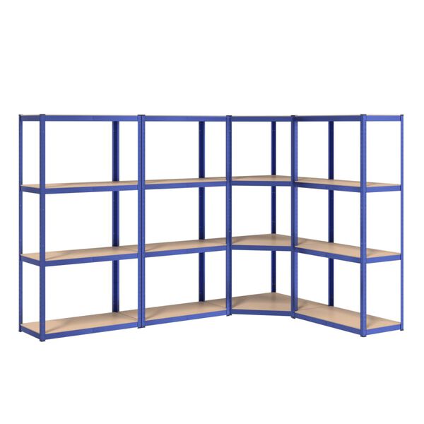 vidaXL 4-Layer Shelves 4 pcs Blue Steel&Engineered Wood