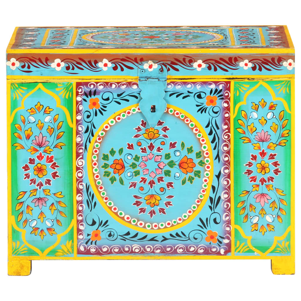 vidaXL Hand Painted Storage Box 50x40x40 cm Solid Mango Wood