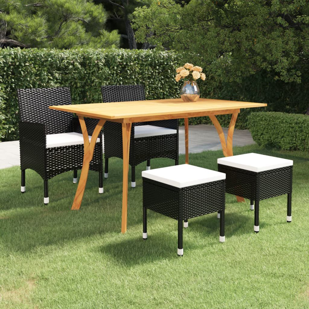 vidaXL 5 Piece Garden Dining Set Black