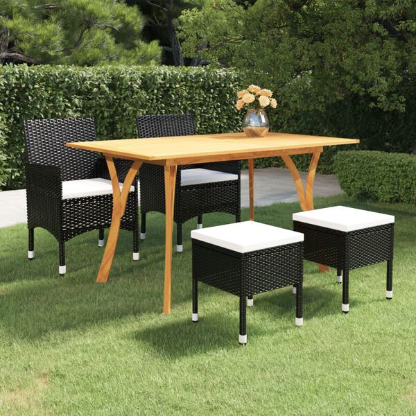 vidaXL 5 Piece Garden Dining Set Black