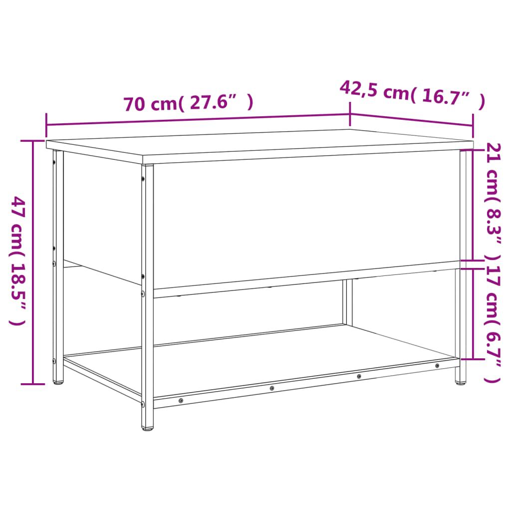 vidaXL Storage Bench Smoked Oak 70x42.5x47 cm Engineered Wood