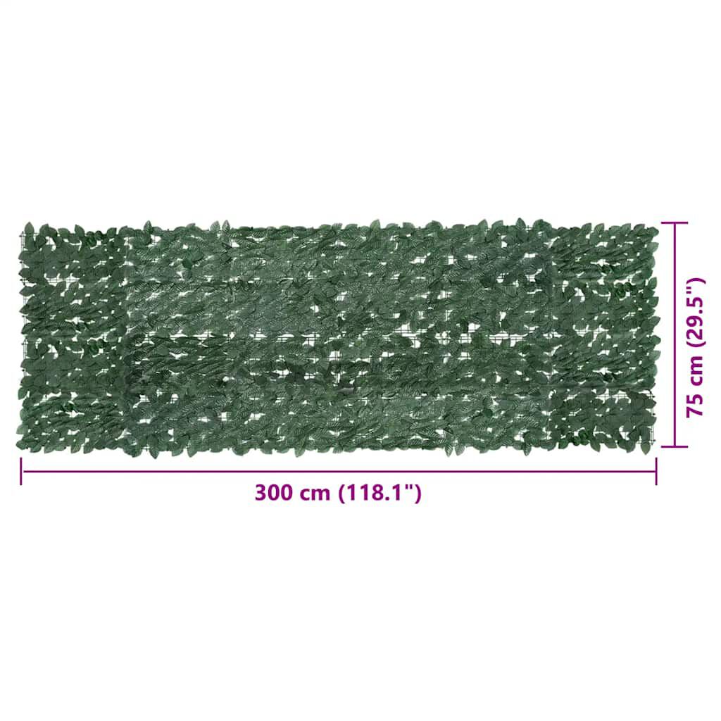 vidaXL Balcony Screen with Dark Green Leaves 300x100 cm