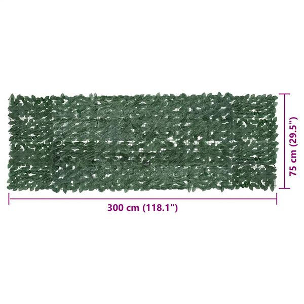vidaXL Balcony Screen with Dark Green Leaves 300x100 cm