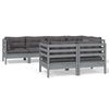 vidaXL 7 Piece Garden Lounge Set with Grey Cushions Solid Pinewood