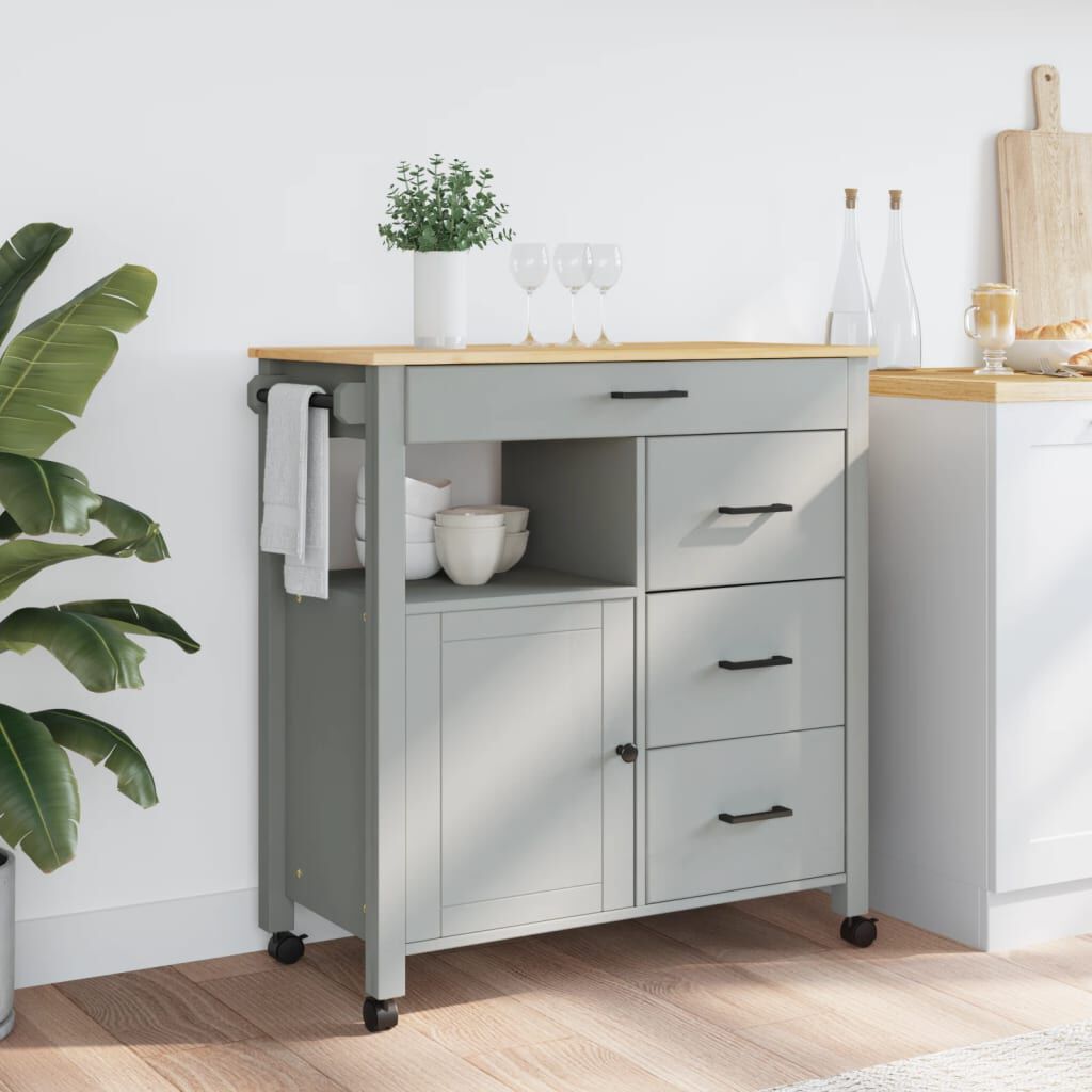 vidaXL Kitchen Trolley MONZA 84x40x90 cm Solid Wood Pine