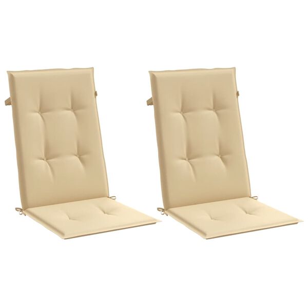 vidaXL Highback Chair Cushions 2 pcs Melange Beige 120x50x4 cm Fabric