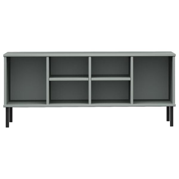 vidaXL Shoe Rack with Metal Legs Grey 106x35x45 cm Solid Wood OSLO