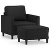 vidaXL Sofa Chair with Footstool Black 60 cm Faux Leather