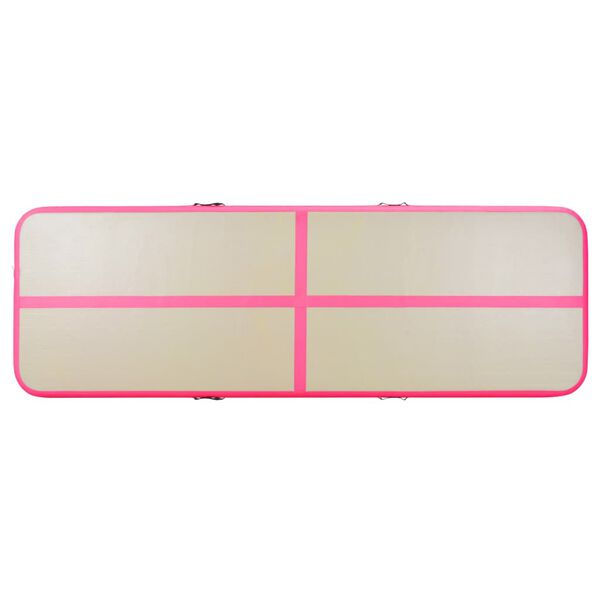 vidaXL Inflatable Gymnastics Mat with Pump 400x100x10 cm PVC Pink