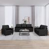 vidaXL 3 Piece Sofa Set with Cushions Black Faux Leather