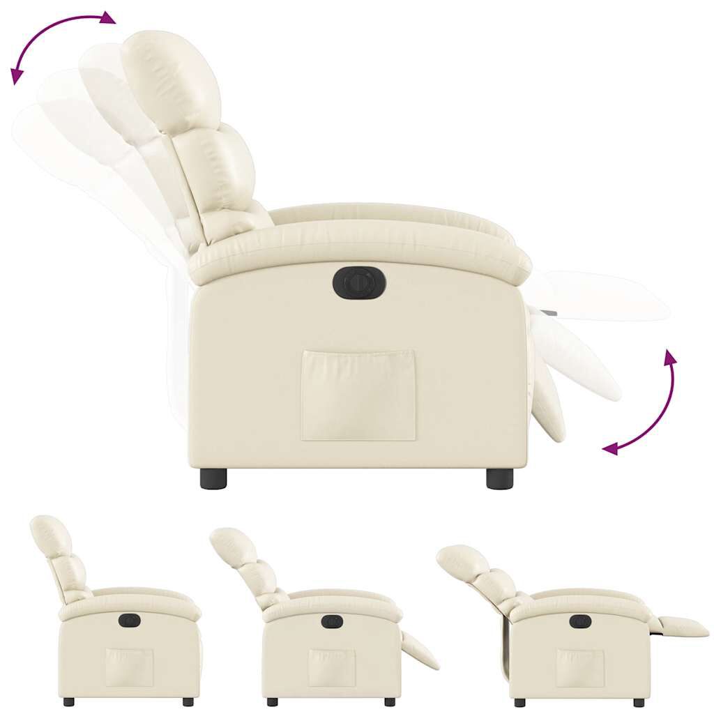 vidaXL Electric Recliner Chair Cream Faux Leather