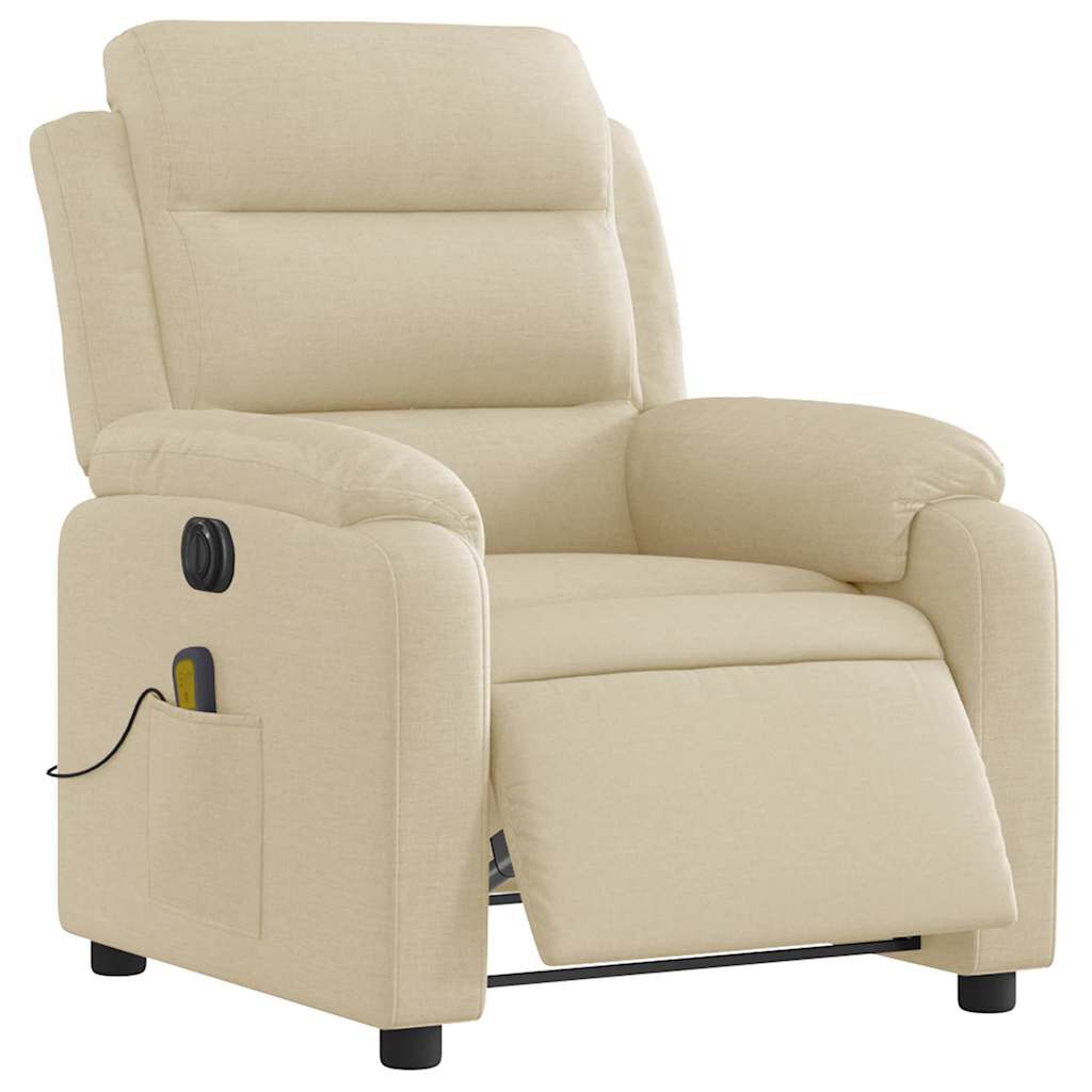 vidaXL Electric Massage Recliner Chair Cream Fabric