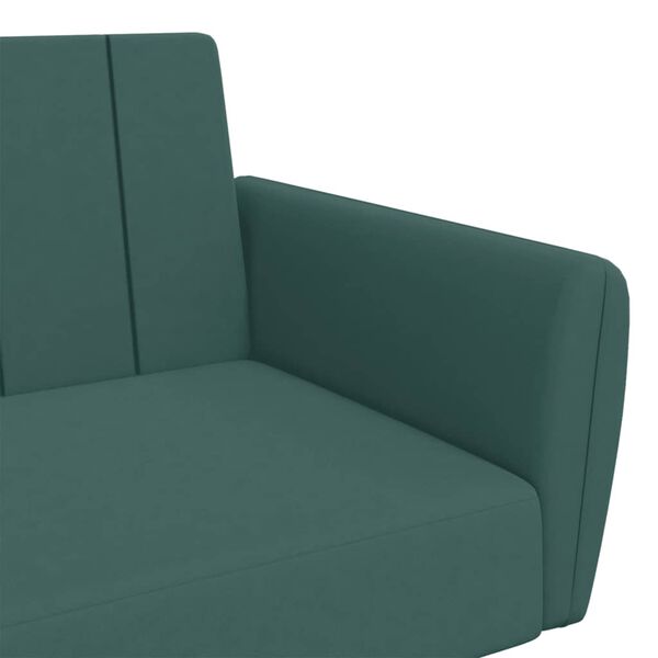 vidaXL 2-Seater Sofa Bed with Footstool Dark Green Velvet
