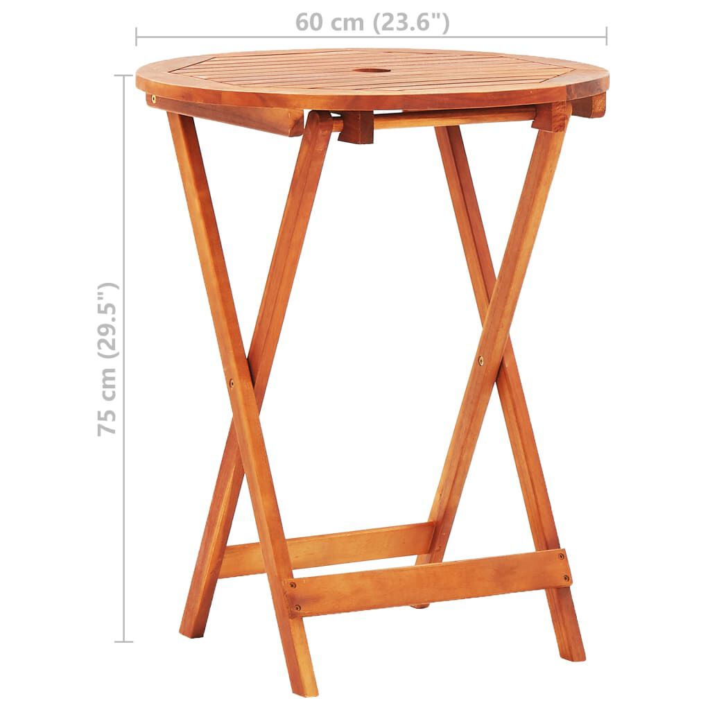 vidaXL 3 Piece Folding Outdoor Dining Set Solid Eucalyptus Wood