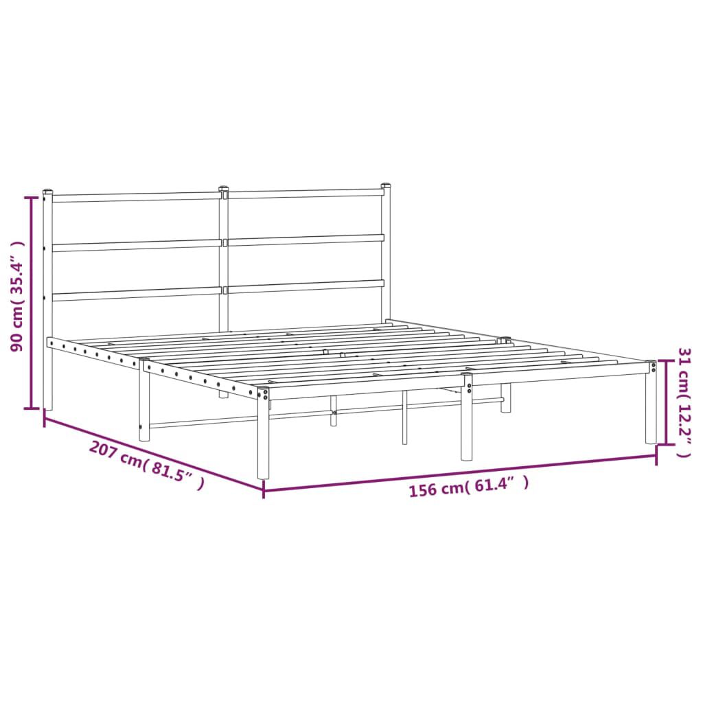 vidaXL Metal Bed Frame without Mattress with Headboard Black 150x200cm