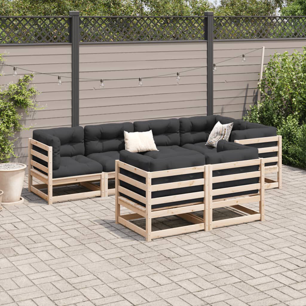 vidaXL 7 Piece Garden Sofa Set with Cushions Solid Wood Pine