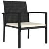 vidaXL 3 Piece Garden Dining Set Poly Rattan Black