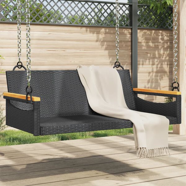 vidaXL Swing Bench Black 109x62x40 cm Poly Rattan