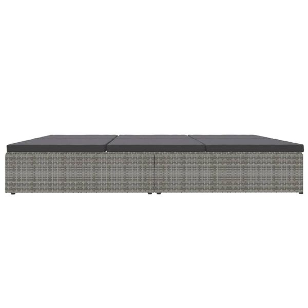 vidaXL Convertible Sun Bed with Cushions Poly Rattan Dark Grey
