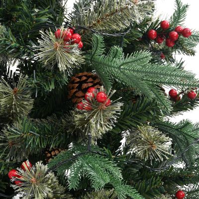 vidaXL Pre-lit Christmas Tree with Pine Cones Green 120 cm PVC with PE
