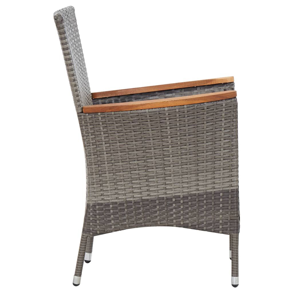 vidaXL 7 Piece Garden Dining Set with Cushions Poly Rattan Grey