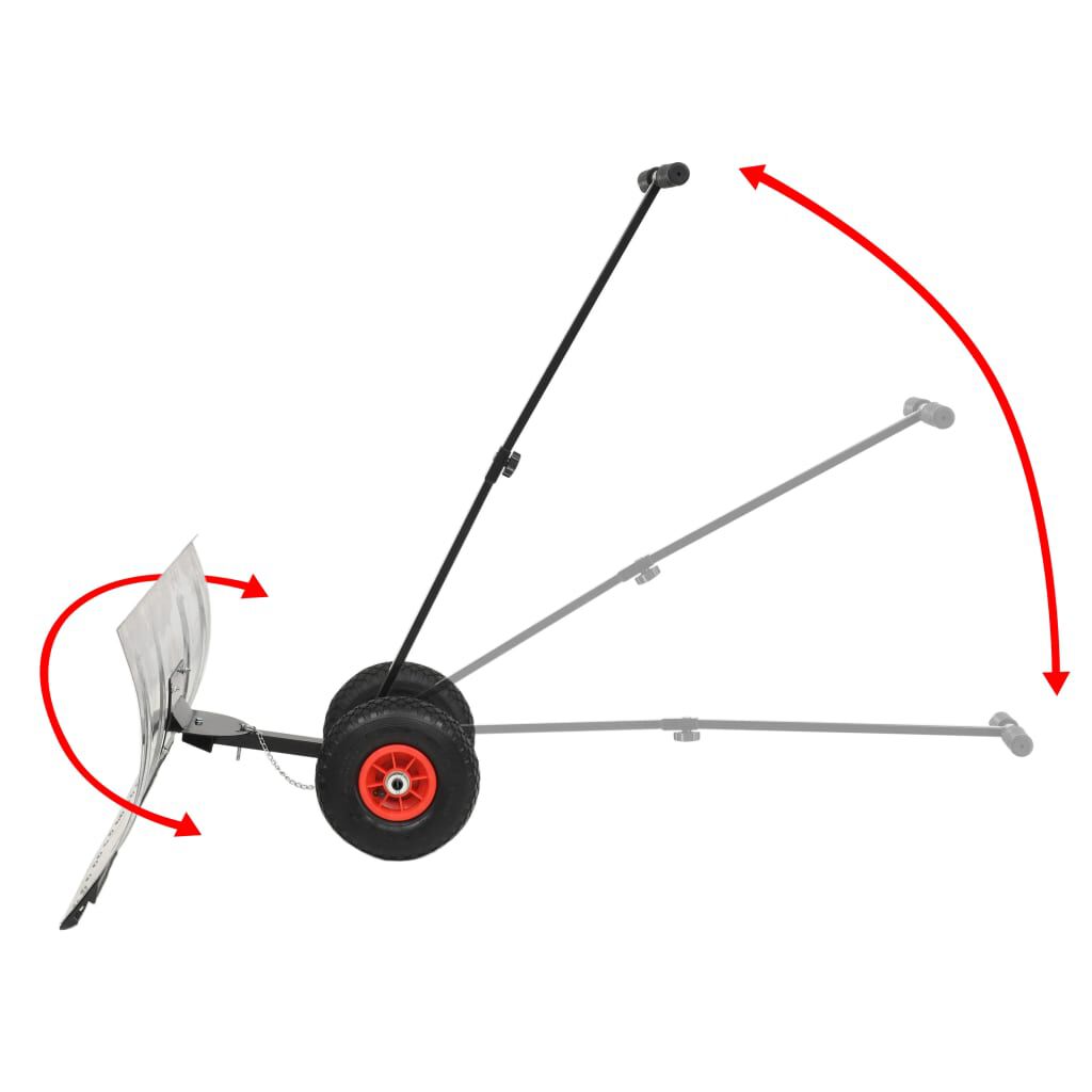 vidaXL Manual Snowplough with Wheels 100x44 cm