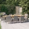 vidaXL 11 Piece Garden Dining Set with Cushions Grey