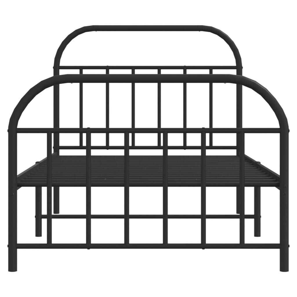 vidaXL Metal Bed Frame without Mattress with Footboard Black 100x190cm