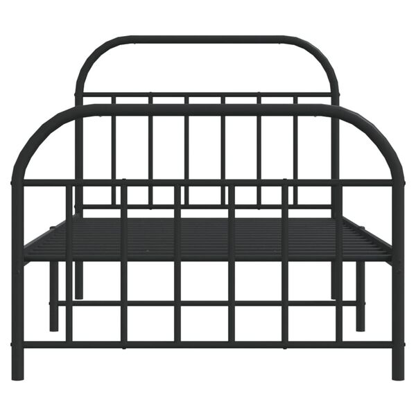vidaXL Metal Bed Frame without Mattress with Footboard Black 100x190cm