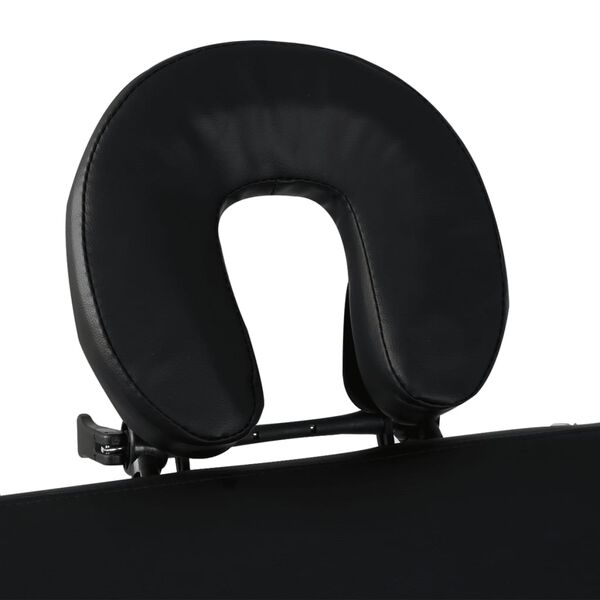vidaXL Black Foldable Massage Table 4 Zones with Wooden Frame
