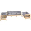 vidaXL 7 Piece Garden Lounge Set with Grey Cushions Solid Pinewood