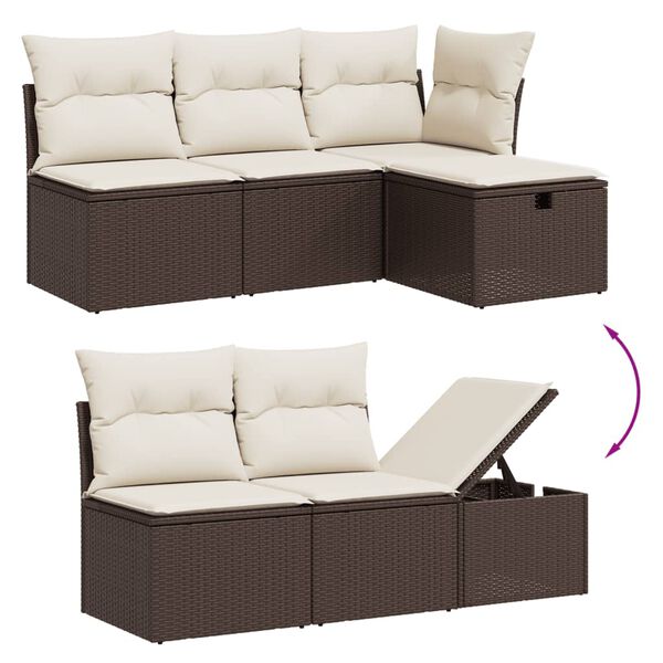 vidaXL 6 Piece Garden Sofa Set with Cushions Brown Poly Rattan