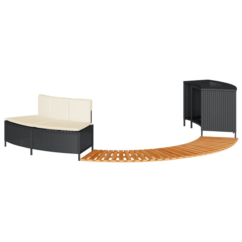 vidaXL Hot Tub Surround Black Poly Rattan and Solid Wood Acacia