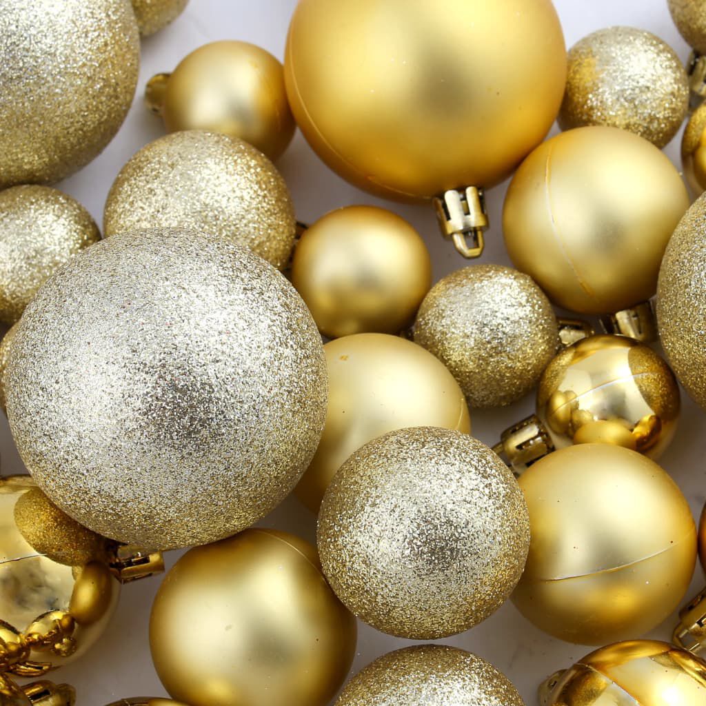 vidaXL 100 Piece Christmas Ball Set 3/4/6 cm Gold