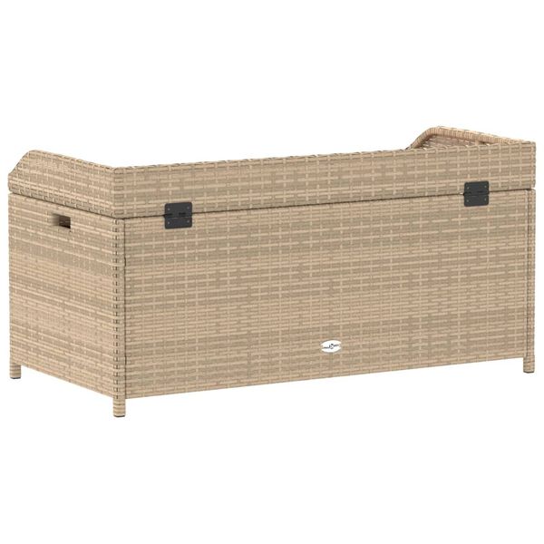vidaXL Storage Bench Mix Beige 100x50x52 cm Poly Rattan and Acacia Wood