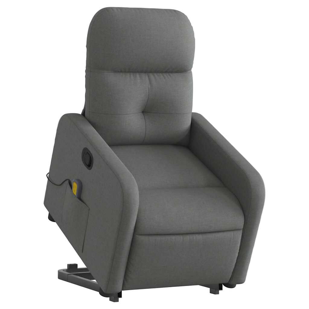 vidaXL Stand up Massage Recliner Chair Dark Grey Fabric