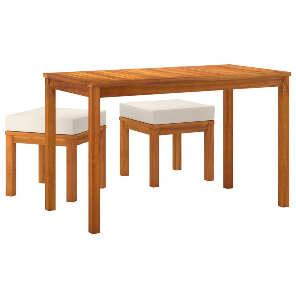 vidaXL 3 Piece Garden Dining Set with Cushions Solid Wood Acacia