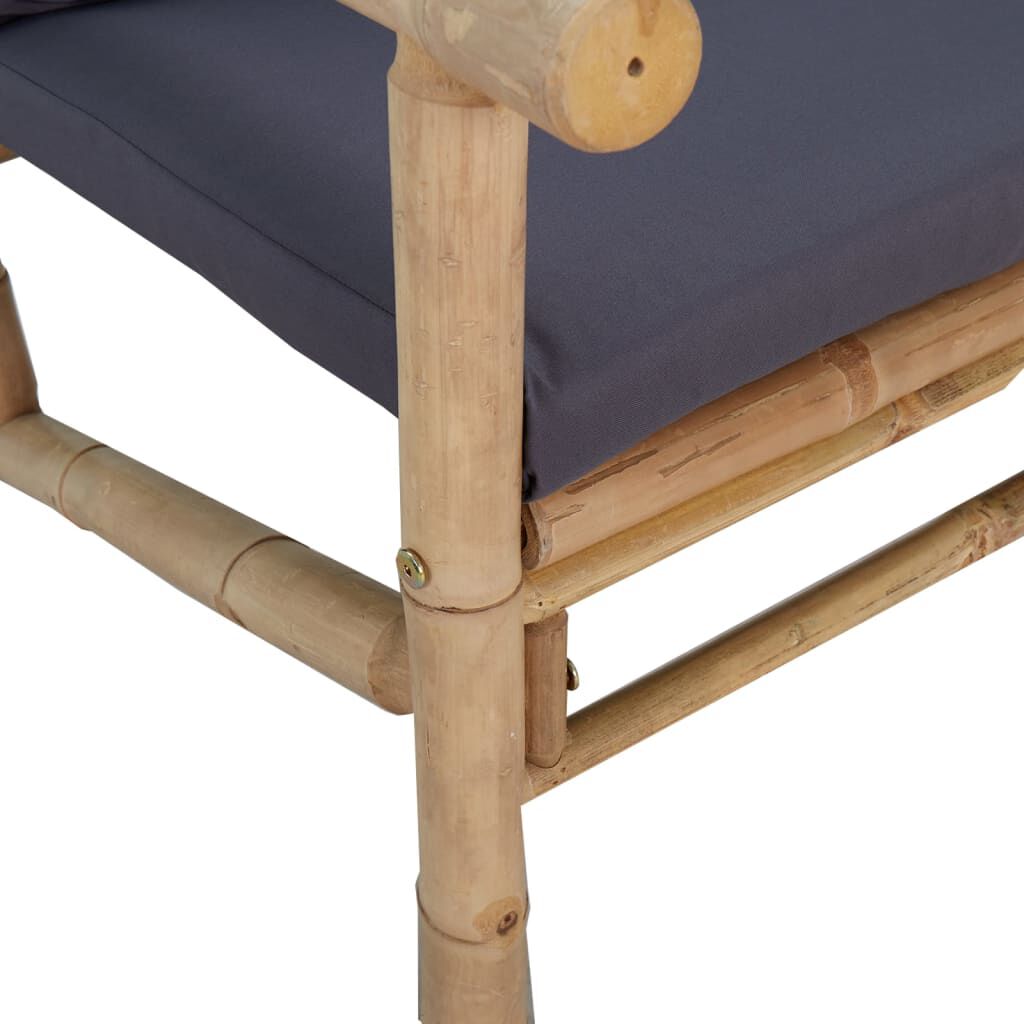vidaXL Garden Bench with Dark Grey Cushions Bamboo