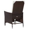 vidaXL Reclining Garden Chair with Cushions Poly Rattan Brown