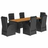 vidaXL 11 Piece Garden Dining Set with Cushions Black Poly Rattan