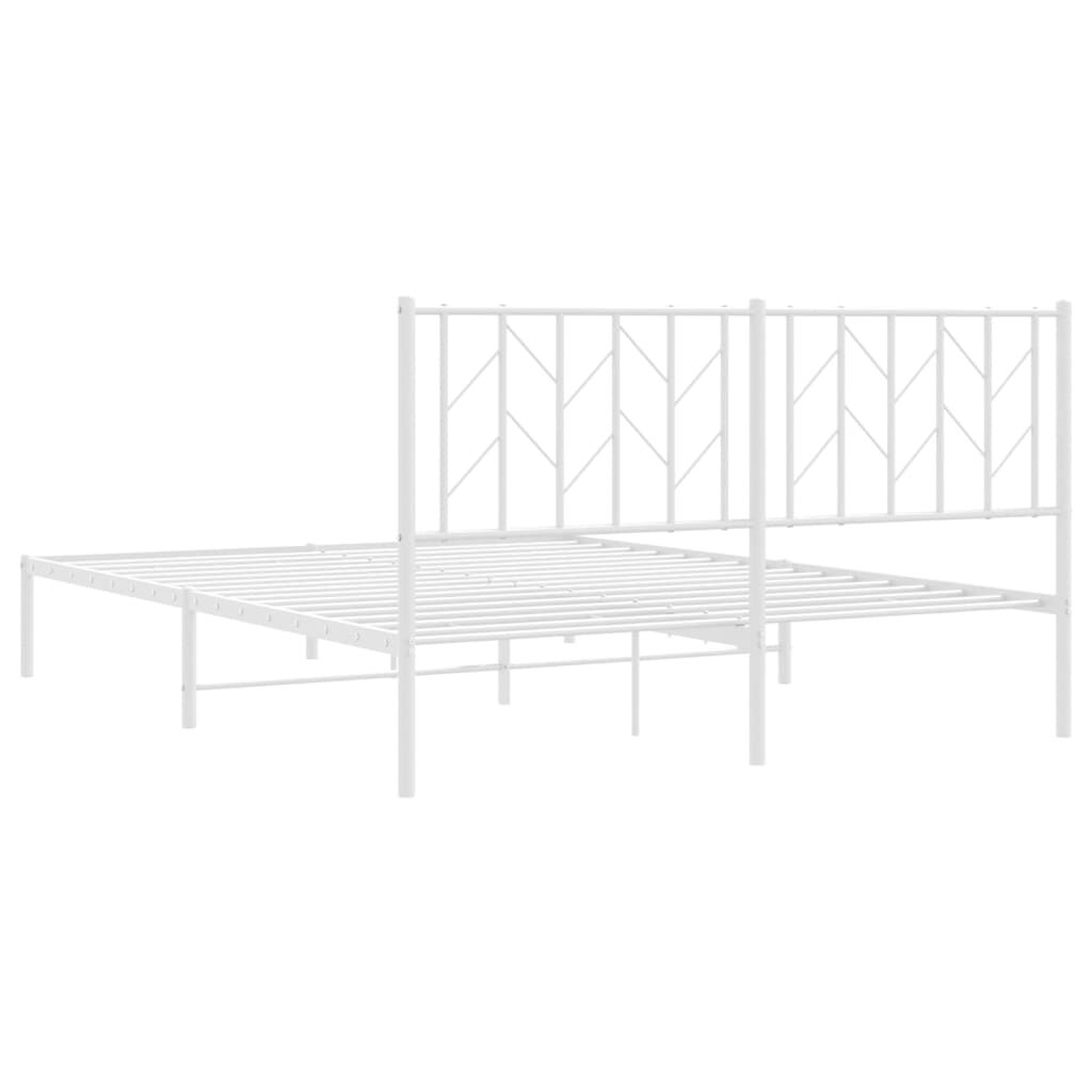 vidaXL Metal Bed Frame without Mattress with Headboard White 150x200cm