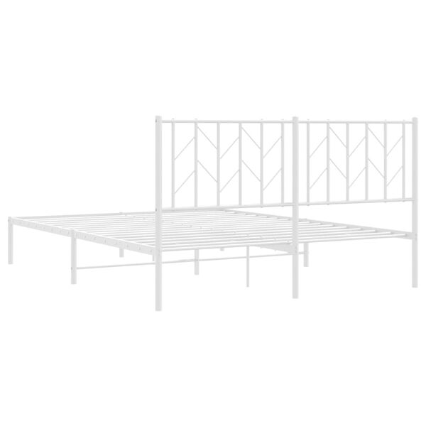 vidaXL Metal Bed Frame without Mattress with Headboard White 150x200cm