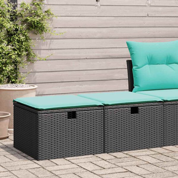 vidaXL 2 Piece Garden Sofa Set with Cushions Black Poly Rattan Acacia