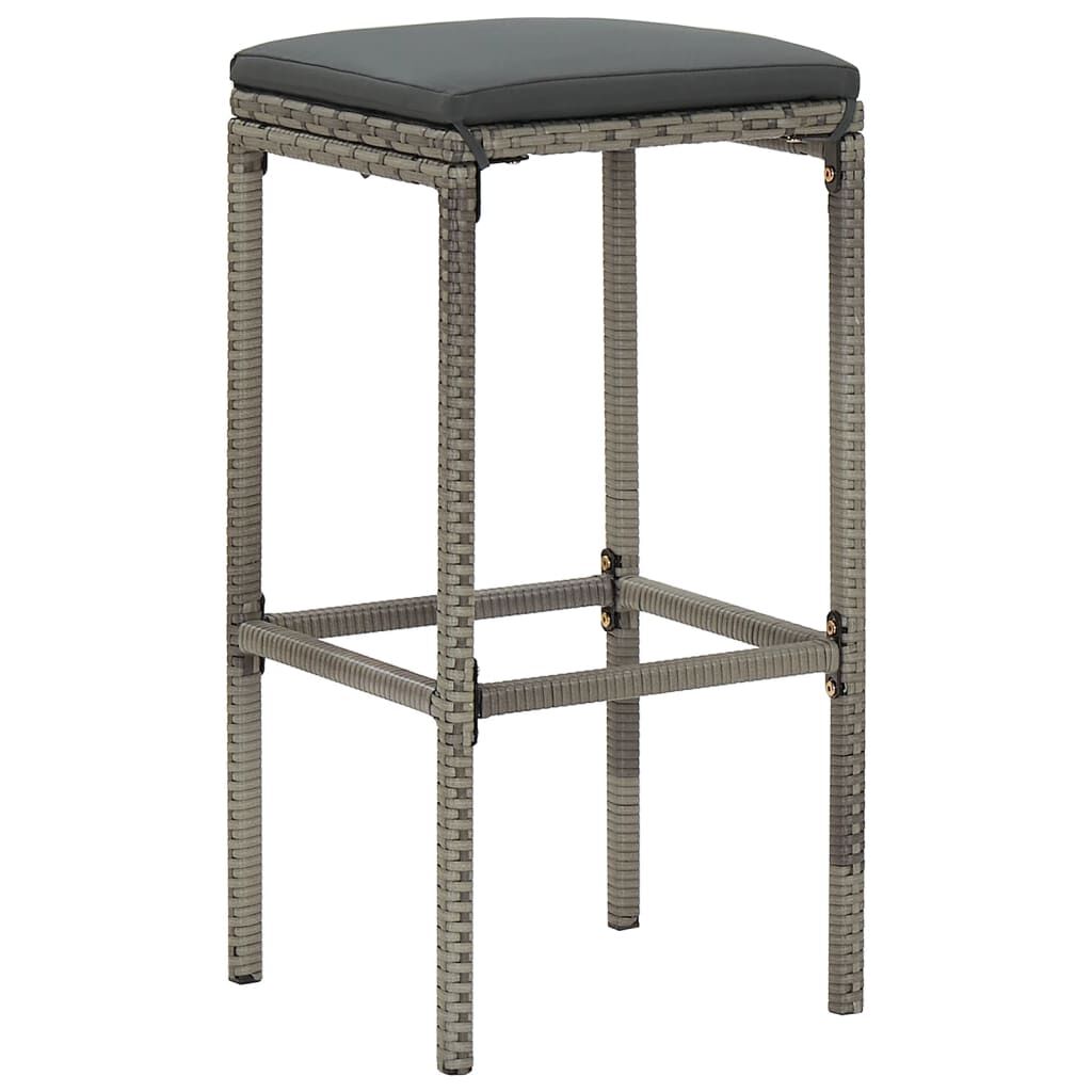 vidaXL 7 Piece Garden Bar Set Grey Solid Wood Acacia and Poly Rattan